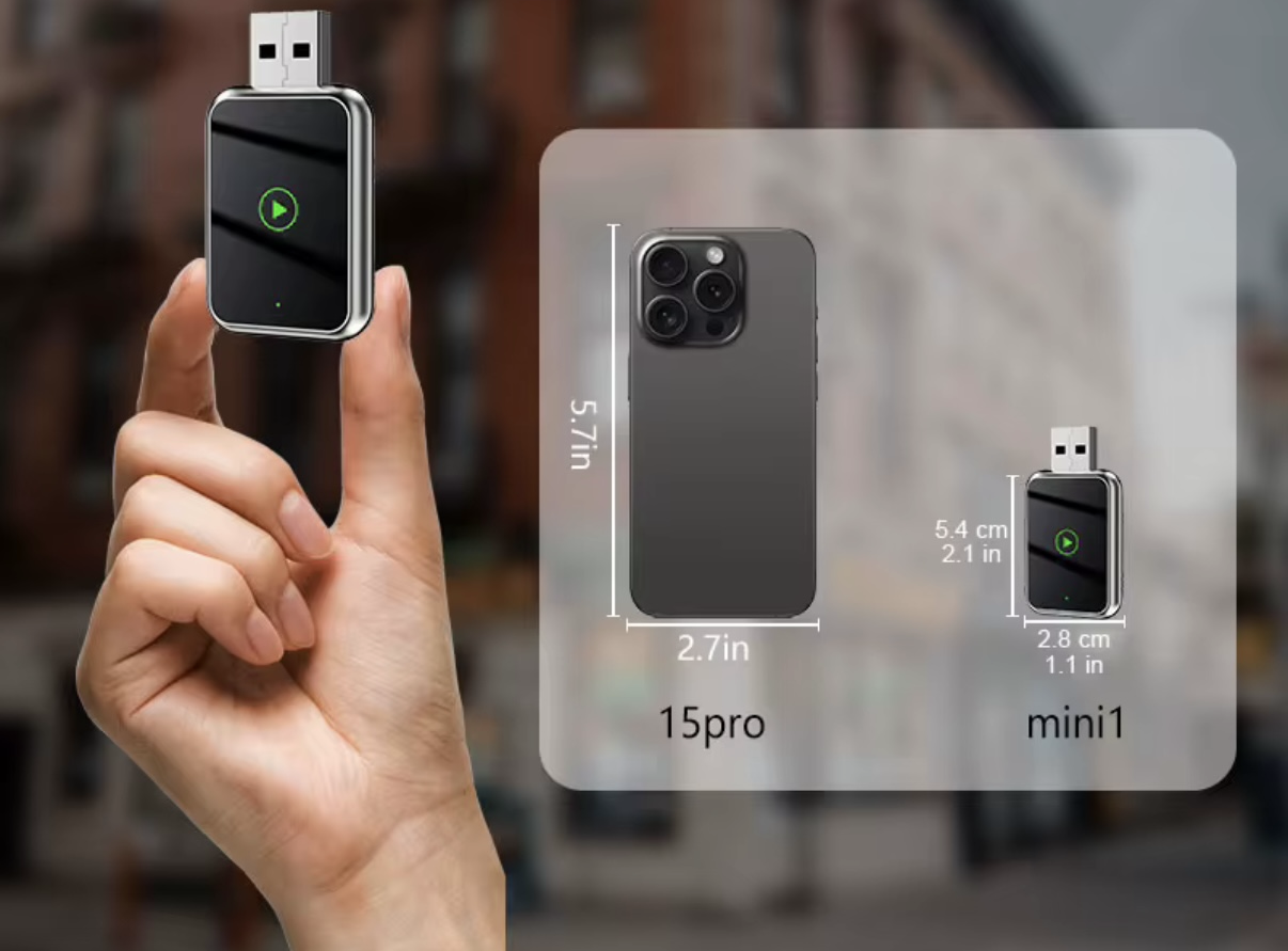 Adaptador Zonech, tamaño comparado con un celular